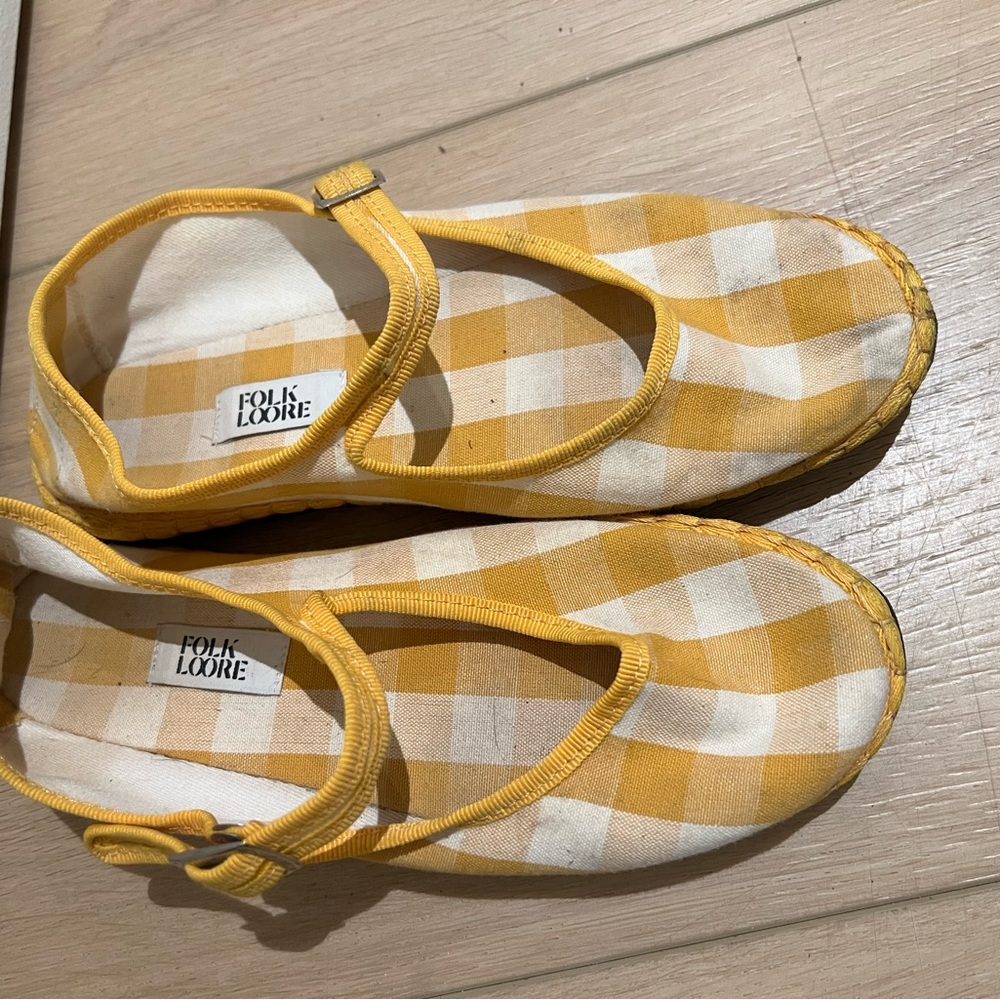 Folklore Mary Jane’s Yellow Checkered Slippers